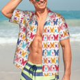 thumbnail image 7 of KLL Colorful butterflies Print Men's Hawaiian Shirt Short Sleeve Button Down Beach Shirts,X-Large, 7 of 7