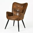 thumbnail image 3 of Homy Casa Mid-Century Desk Chair with Wingback & Armrests Home Office Meeting Room, Suede Brown, 3 of 6