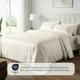 thumbnail image 5 of Delara 100% Bamboo Viscose King Duvet Cover Set – Ultra-Soft, Cooling & Breathable Luxury Bedding with Pillow Shams, Ivory, 5 of 6