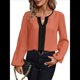 thumbnail image 2 of Blusas Elegantes e Informales para Mujer, con Cuello en V y Bloques de Color, para el Trabajo, de Larga, Ropa de Moda para Otoño Coral M, 2 of 9