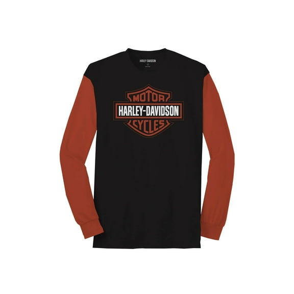 Harley-Davidson Men's Bar & Shield Colorblock Tee, Orange / Black - 99067-22VM
