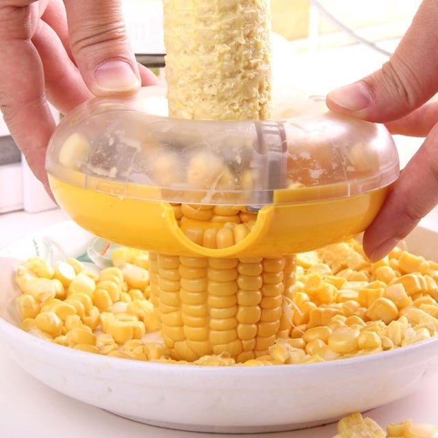 QIPOPIQ Corn Cob Stripper, Stainless Steel Corn Cob Peeler, Portable Manual Corn Stripper Cutter with Serrated Blade, Quick Corn Kernels Removal Gadget Kitchen Utensils
