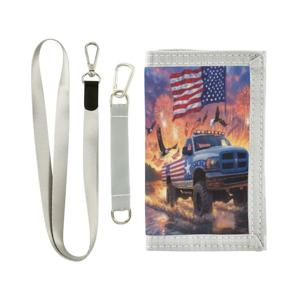 Boys' & Girls' Novelty Wallets | Men's Foldable Novelty Wallets | Prefect Gifts for Every Scene,A Truck with American Flag