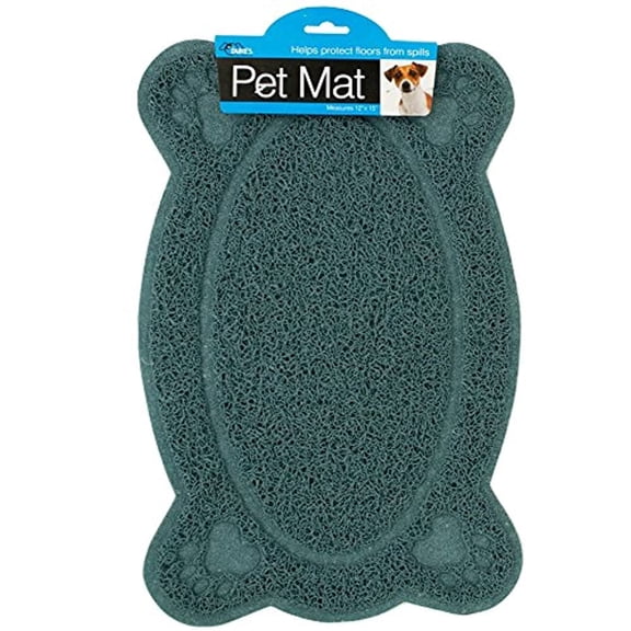 Easy Clean Paw Print Pet Mat for Food and Water, Cute Bones Design for Pets, Cat & Dog 12.5"X 15"
