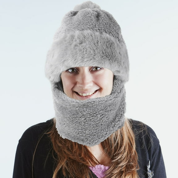 PAMINGONO 1Set Mask Cold Weather Warm Hat Knitted Acrylic Fibers for Women One-piece Design