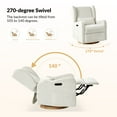 thumbnail image 4 of Tina's Home Electric Power Glider Swivel Nursery Recliner Chair Wingback with USB, Waterproof Stain-resistant for Baby Feeding & Living Room Ivory, 4 of 10