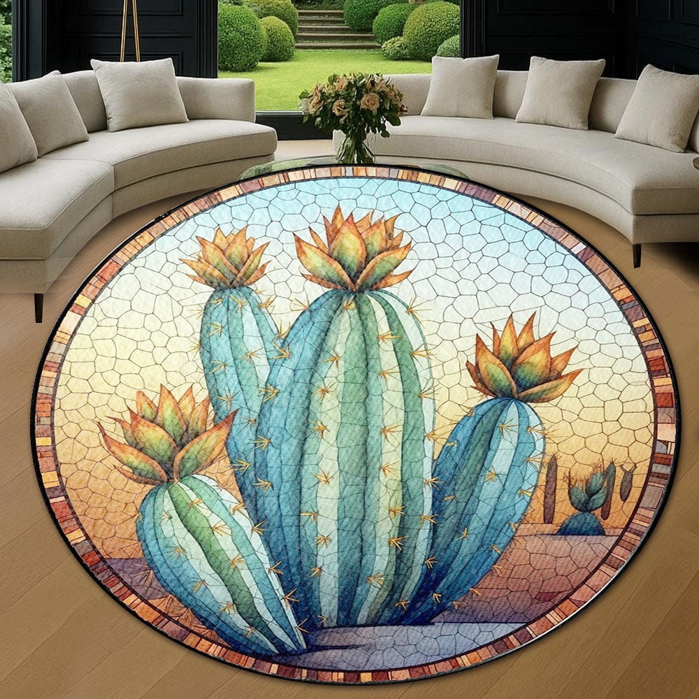UPC 465278158745 - Circle Area Rug Cactus Washable Non-Slip Floor ...
