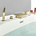 thumbnail image 5 of Cobbe Brushed Gold Bathroom Bathtub Faucet Set 4-Hole Deck Mount with Sprayer and 10.24-Inch Wide Waterfall Spout Single Handle Dual, 5 of 12
