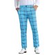 thumbnail image 1 of Pantalones de traje de hombre de corte regular de cuadros Inspire Chic, con frente plano y cintura elástica, 28 Azul Brillante, 1 of 6
