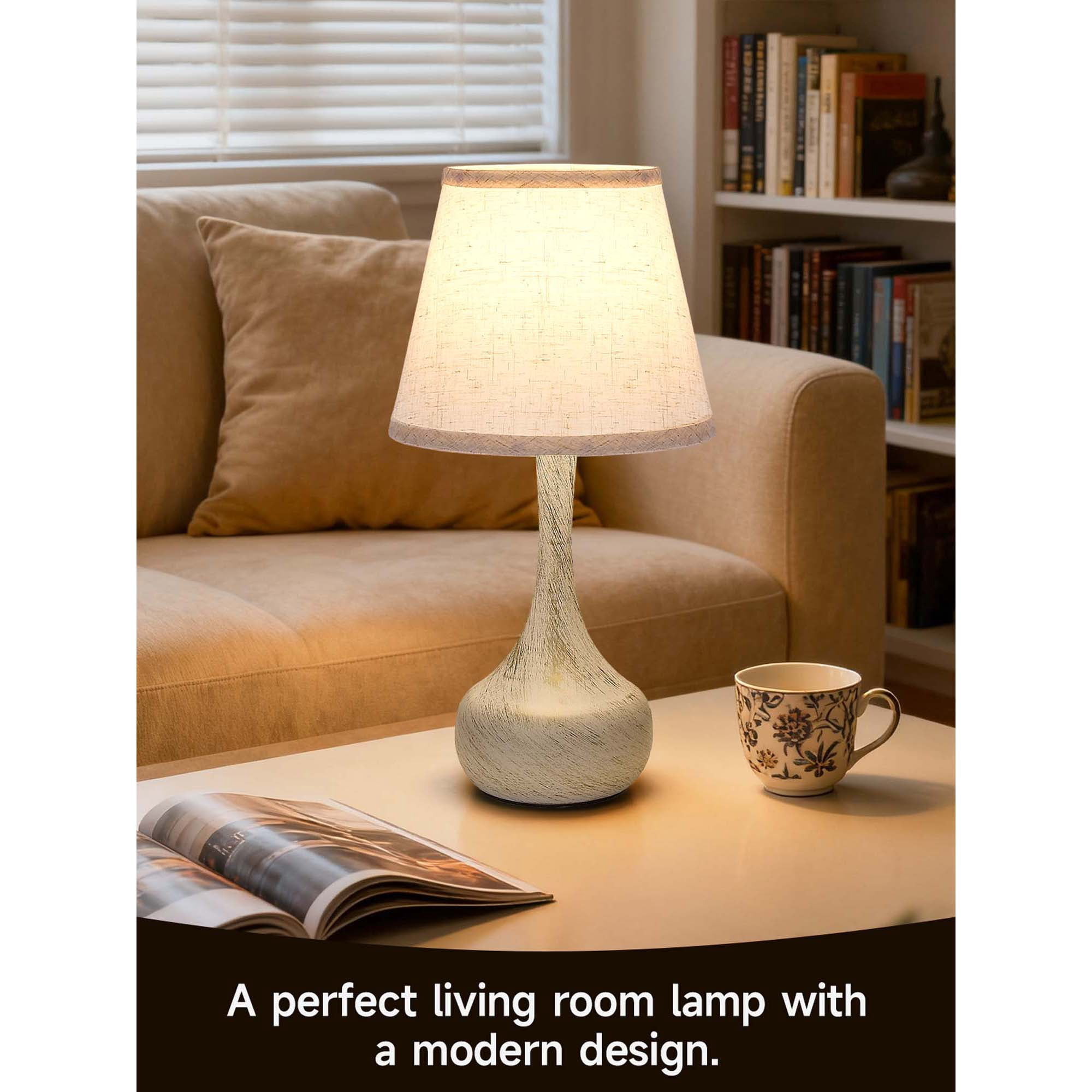 Miniyam 8.7" W * 16.6" H Touch Table Lamps Set of 2, 3 Way Dimmable Bedside Lamp for Bedroom, Including E26 LED Bulbs (White Gold)
