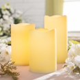 Everlasting Glow Wavy Edge LED Candle with Soft Flicker (Set of 3), Bisque