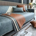 thumbnail image 2 of Nvzi Vintage Faux Pu Leather Sofa Cover Waterproof Non-Slip Sectional Couch Cover Sofa Slipcover for Dogs, Children, Pets Furniture Protector (Blue,28x28), 2 of 4