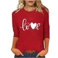 thumbnail image 2 of BEFOKA Shirts For Women 3/4 Long Sleeve Valentine'S Day Crewneck Sweatshirt Love Heart Printed Womens Pullover Blouses Tops Sweatshirts Graphic T-Shirts trendy Tunic Outfits Clothes, 2 of 5