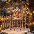 thumbnail image 5 of Clearance! Christmas Wind Chime Carousel with Gingerbread Figures Candy Cane Snowflake Crystal Drops for Holiday Indoor Outdoor Porch Home Decor Xmas Party Seasonal Hanging Ornament, 5 of 6
