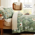 thumbnail image 3 of Set de edredón CASAAGUSTO Queen con diseño floral de mariposas verdes, 7 piezas, 3 of 7