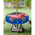 thumbnail image 4 of Fsddascl Happy Father's Day Outdoor Tablecloth - 60 Inch Round Dining Table Cover, Love Bow Blue Check Plaid Waterproof Outdoor Table Cloth with Umbrella Hole & Zipper for Picnic/Patio/Party, 4 of 7
