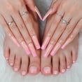 thumbnail image 6 of YTTAL Buy 2 Get 1 Free! 24-48Pcs Wine Red French Tip Press On Nails, Nude Medium Coffin False Nails Hand and Toe Set, Glossy Acrylic Fake Nails with Jelly Glue Nail File, 6 of 17