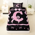 thumbnail image 3 of Erosebridal Girls Bow C Letter Twin Sheet Sets, Watercolor Love Heart Bedding, 3-Piece, 3 of 5