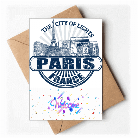 Paris France Flag Eiffel Tower Architecture Welcome Back Greeting Cards Envelopes Blank