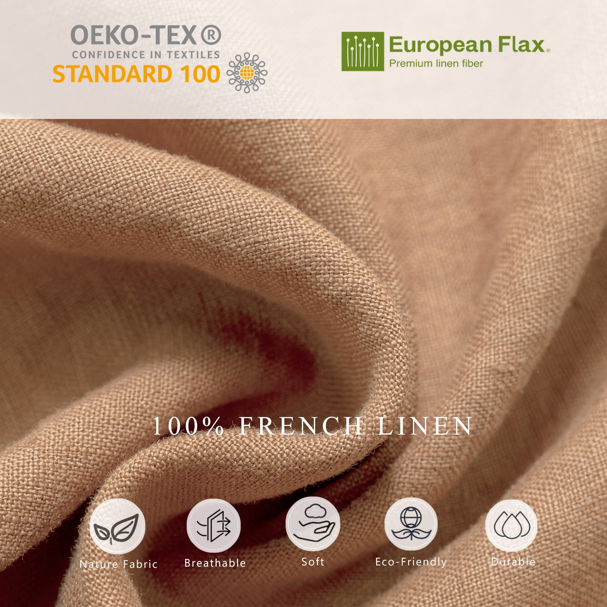 100% Pure Linen Natural Table Runner - 14x120 Inch French Linen Table Decor for Dining, Holidays, Christmas, and Weddings - Macchiato