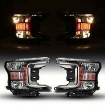 WINJET Pair Headlights For 2018 2019 2020 Ford F-150 Black Clear Headlamps Left Right