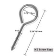 thumbnail image 3 of Paquete de 10 ojales de tornillo, ganchos de ojo de acero inoxidable, tornillos de ojo resistentes, tornillos de ojo autorroscantes para interiores y exteriores, 2,6 pulgadas. Ormromra WMJ-0503, 3 of 8