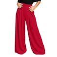 thumbnail image 2 of BRELIL Women Plus Size Wide Leg High Waisted Flowy Trousers with Pockets Casual Loose Long Palazzo Pants Baggy Dressy Fall Winter Outfits, Red M, 2 of 6
