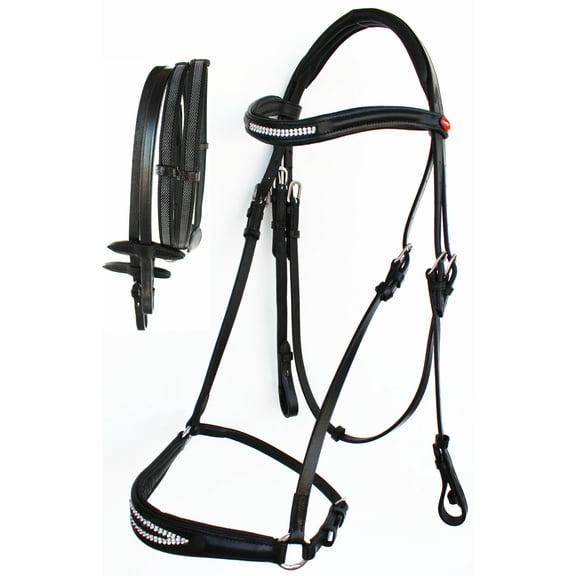 English Horse All Purpose Jumping Hunter Padded Leather Black Bridle Reins 803482BKF