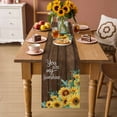 thumbnail image 2 of Sunflower Table Runner 70 Inches, Summer Botanical Yellow Floral Brown Wooden Bed Runner Dresser Scarves Tabletop for Indoor Outdoor Parties/Ceremony/Banquet, 13" x 70", 2 of 9