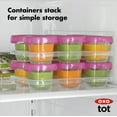 thumbnail image 5 of OXO Tot Baby Blocks Food Storage Containers, 2 oz, Pink, 6-Pack, for Infants Ages 0-12 Months, 5 of 10