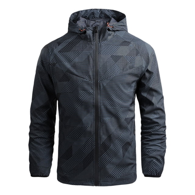 SHIXIAOO Veste d'Extérieur Fine à Capuche Coupe-Vent Imprimée Automne et Hiver pour Hommes Veste d'Hiver pour Hommes