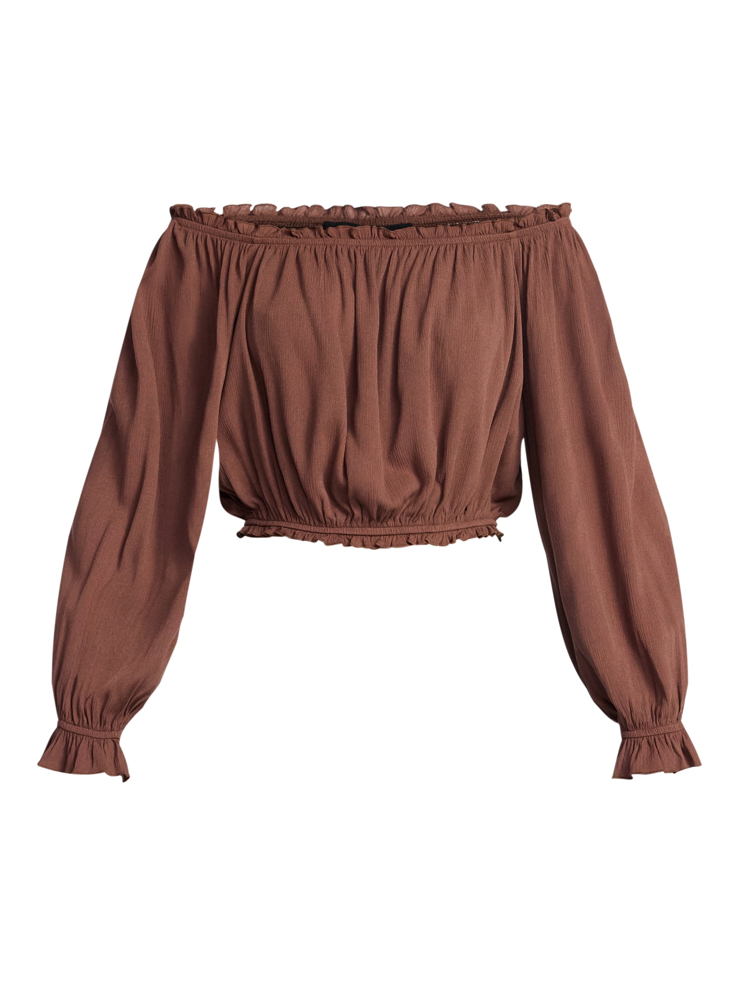Madden NYC Women's Peasant Top with Long Sleeves, Sizes XXS-XXL