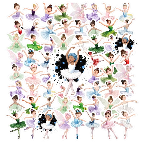35pcs Charming Ballerina Stickers Elegant Fairy Stickers Playful Kids Stickers for Luggage Phone Laptop