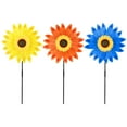 thumbnail image 2 of PULLIMORE 3Pcs Sunflower Lawn Pinwheels Wind Spinners Large Windmill Pinwheel for Garden, Yard Lawn, Party Outdoor Decor (3 Colors), 2 of 10