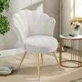thumbnail image 3 of Daluvenix Velvet Accent Chair with Gold Metal Legs, Shell Design Vanity Makeup Chair for Living room, Modern Upholstered Guest Chair, White, 3 of 9