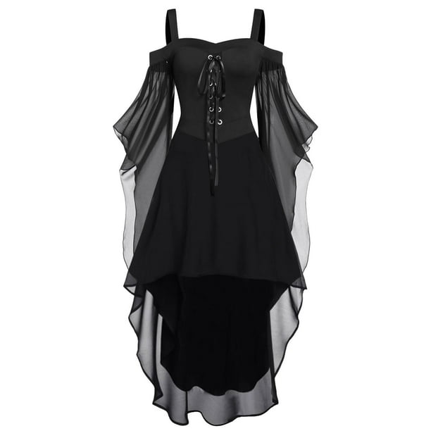 Vestido gótico Bellatrix para mujer, estilo medieval renacentista, steampunk, con empalme de malla, para Halloween, disfraz de fiesta de la feria de la renacimiento, regalo de Halloween para mujeres