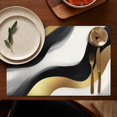 thumbnail image 4 of Black White Marble Gold Wave Pattern Summer Placemats Table Placemats Set Of 6-Linen Kitchen Washable Placemats Table Mats 11.8"x17.7" Non-Slip Heat Resistant, 4 of 5