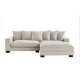 thumbnail image 4 of 102.4'' Oversized L Shaped Sectional Sofa with Chaise, 4 Seater Luxury Corduroy Fabric Cloud Couch, Soft Furry Deep Seat  Sofa with Pillows & Wide Arm, Right Facing, Ivory, 4 of 8