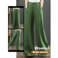 thumbnail image 5 of QAFOPEH Women Solid Color Drawstring Elastic Two Pocket Wide Leg Long Pant, 5 of 5