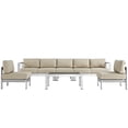 thumbnail image 1 of Modern Contemporary Urban Design Outdoor Patio Balcony Six PCS Sectional Sofa Set, Beige, Aluminum, 1 of 6