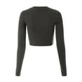 thumbnail image 4 of Made by Olivia Women's Solid Long Sleeve Round Neck Crop T Shirt Top, 4 of 7