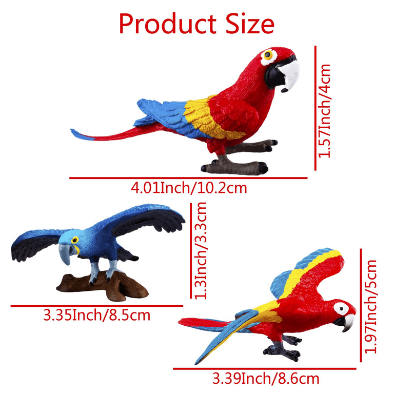 TOYMANY 8PCS Realistic Bird Animals Figurines, 2-4 Plastic Tropical Bird  Figures Toy Set Includes Toucan,Ostrich,Owl,Flamingo, Educational Toy Cake