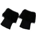 thumbnail image 2 of Leg Warmers Knitted Wool Like Boots Woolen Leg Warmers Short Flanges Solid Color Feather Yarn Hosiery, 2 of 5
