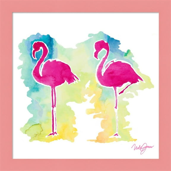 Great Art Now Sunset Flamingo by Nola James, Framed Wall Art, 14W x 14H