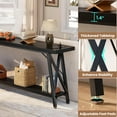 thumbnail image 4 of Homieasy Console Table with Charging Station, 70.9 Inch Extra Long Sofa Table with 2 Tier Storage Shelf, Industrial Hallway Entry Table Behind Couch Table, Black, 4 of 7