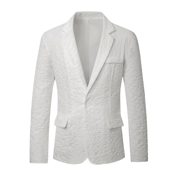 Mens Floral Suit Jacket Jacquard Paisley Luxury One Button Slim Fitted Business Wedding Tuxedo Suit Blazer Dress Jacket with Pocket Beige