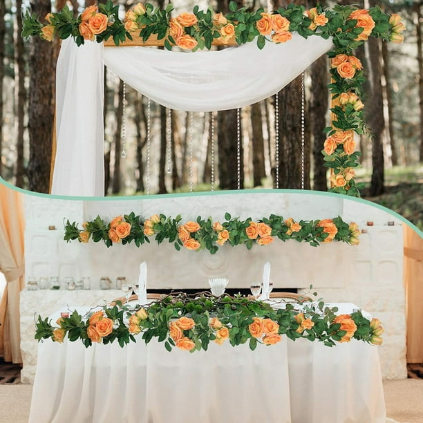 Xihbxyly Enredadera de Flores para Bodas, Decoración de Rosas Artificiales, Hojas Verdes Vibrantes, Ideal para Escaleras y Puertas, Decoración Versátil para Jardín y Hogar, Fiestas y Bodas, 78.74 Pul