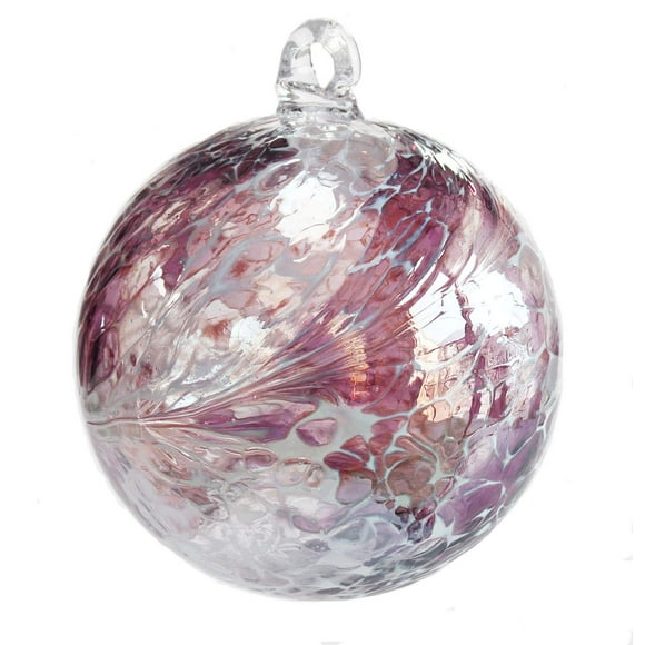 Friendship Ball Iris Violet Plus White 4 Inch Kugel Iridized Witch Ball by Iron Art Glass Designs