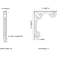 thumbnail image 2 of Ekena Millwork 1 1/2"W x 12"D x 15"H Fleur De Lis Wrought Iron Bracket, (Single center brace), Antiqued Brass, 2 of 8