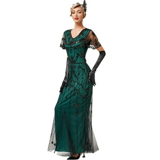 Brglopf Womens 1920s Vintage Dress Sequins Long Flapper Mermaid Hem  Cocktail Party Dress Formal Wedding Evening Maxi Gown Dresses Green L -  Walmart.com